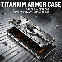 Coque de téléphone portable en aluminium à rotation 360° pour 17 Pro Max avec support pliable et dissipation thermique