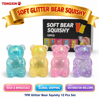 TONGXIN Vente en gros de jouets Squishy en TPR et Maltose, Ours à paillettes et Balles anti-stress à remontée lente, Lot en vrac, Approvisionnement direct usine
