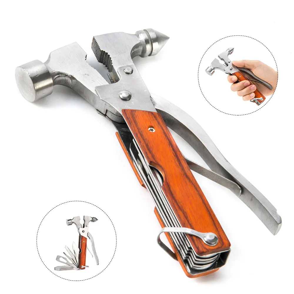 Safety lock camping accessories gadgets survival gear screwdriver pliers knife saw and more pocket multi tool hammer