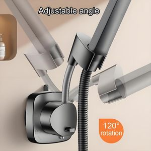 Strong Adhesive <strong>Shower</strong> Head <strong>Holder</strong> 120 Degree Rotatable Plastic Vacuum <strong>Suction</strong> Waterproof No Drill Wall Mount Showerhead Bracket - Product Image 5