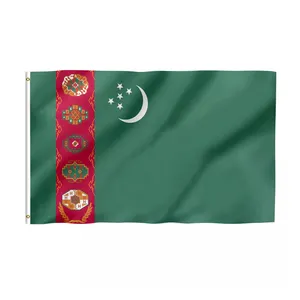 Werbeartikel Banderas Außen dekoration Benutzer definierte Turkmenistan Turkmenian Flagge De Danza 100% Polyester Benutzer definiertes Logo CN;SHN