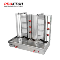 Machine à kebab à gaz en acier inoxydable à trois têtes Grill Shawarma automatique pour les fêtes de restaurant et les hôtels