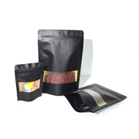 Sacs en papier kraft noir avec fenêtres, personnalisés, à fermeture éclair, pour thé et noix, qualité alimentaire, OEM ODM