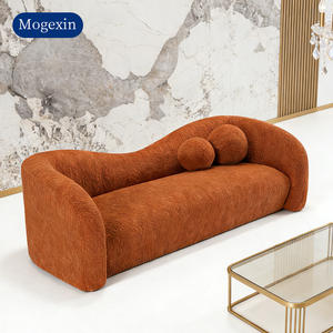 Ensemble de canapé sectionnel à bras incurvés de luxe moderne, revêtement en tissu, meubles de salon confortables - Product Image 1