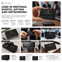 Cartes de visite professionnelles en métal noir mat brillant gravées, cadeaux d'entreprise exécutifs, qualité supérieure, résistantes à la flexion et à l'eau, en gros