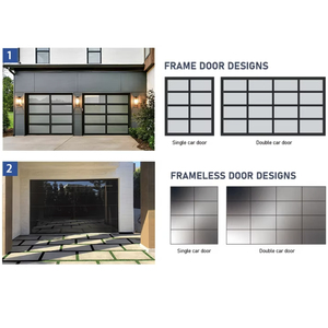 Porte de <span class=keywords><strong>garage</strong></span> sectionnelle moderne en aluminium et verre trempé avec télécommande pour usage résidentiel, porte automatique à ouverture par le haut - Product Image 5
