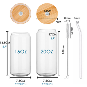 Tazze da tè e caffè in vetro borosilicato riutilizzabili da 16oz e 20oz con logo personalizzato, coperchi in bambù e cannucce - Vendita all'ingrosso - Product Image 2