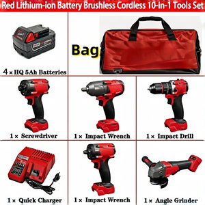 Ensemble d'outils de tournevis électrique 10-en-1 sur mesure avec <span class=keywords><strong>batterie</strong></span> au lithium 5Ah et chargeur, <span class=keywords><strong>outil</strong></span> multifonction, ensemble d'outils électriques pour la maison - Product Image 2