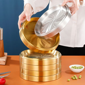 Kore Tarzı 304 Paslanmaz Çelik Güveç Hazırlama Tabağı, Mutfak Self Servis Sofra Takımı, İstiflenebilir Barbekü Tabağı - Product Image 1