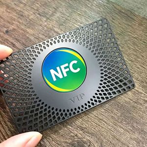Carte de visite professionnelle en métal NFC Hexin, en acier inoxydable, pour accès VIP, communication professionnelle et gestion des adhésions - Product Image 1