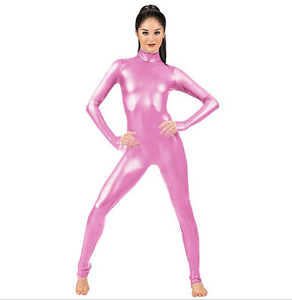 Costume complet pour femmes Costume Spandex Danse <span class=keywords><strong>Ballet</strong></span> Gymnastique Catsuit Adulte Noir À Manches Longues Brillant Métallique Unitard - Product Image 5