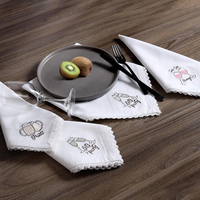 WML009 Sets de table en lin de luxe avec bord brodé, isolants thermiques, élégants, en tissu, pour mariage