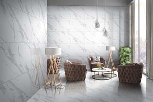 กระเบื้องปูพื้นพอร์ซเลน600x1200มม. กระเบื้องขัดกันลื่นสีดำมันวาวกระเบื้องหินอ่อนสไตล์หรู - Product Image 5