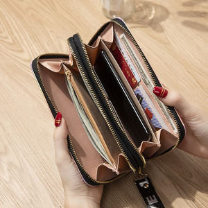 Women's <b>Long</b> Wallet Double Zipper Large Capacity Clutch Soft Coin <b>Purse</b> Everyday Use Solid Color PU Lining - Product Image 1