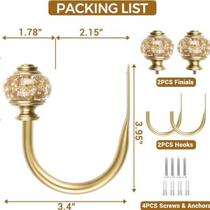 U Shape Wall <b>Hook</b> Imitation Gold Resin Wood Fiberglass Durable Traditional <b>Curtain</b> Hardware 45cm - Product Image 4