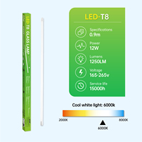 Lámpara LED T8 con Sensor de Radar, Tubo de Vidrio, 12W, 1200mm, 6000K, Sensor de Movimiento por Microondas, Reemplazo de Lámpara Fluorescente para Oficina y Garaje