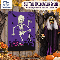 70X50Cm Permainan Pesta Kerangka Mata Pin Halloween 24 Stiker Bola Mata Penutup Mata Remaja Keluarga Karnaval Kertas Tahan Air Dapat Digunakan Kembali