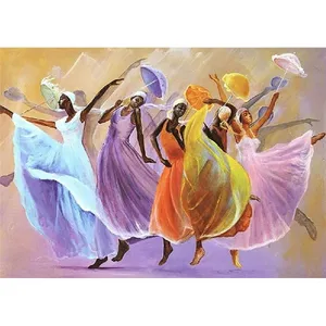 ชุดภาพวาดเพชรเต็มรูปแบบสำหรับเด็กผู้หญิงเต้นรำแอฟริกัน5D ภาพวาดสีน้ำแบบ DIY ครอบคลุมแอฟริกา