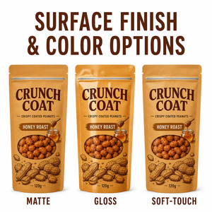Crispy Coated Peanuts Bag Window Resealable Stand up Flat Bottom Crunchy Shell Food Packaging Pouch for Peanuts Bar Snack Wasabi - Product Image 2