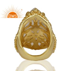 Anillo de piedra lunar en forma de pera, arcoíris, diseño de latón, a la moda, chapado en oro, proveedor de joyería - Product Image 4