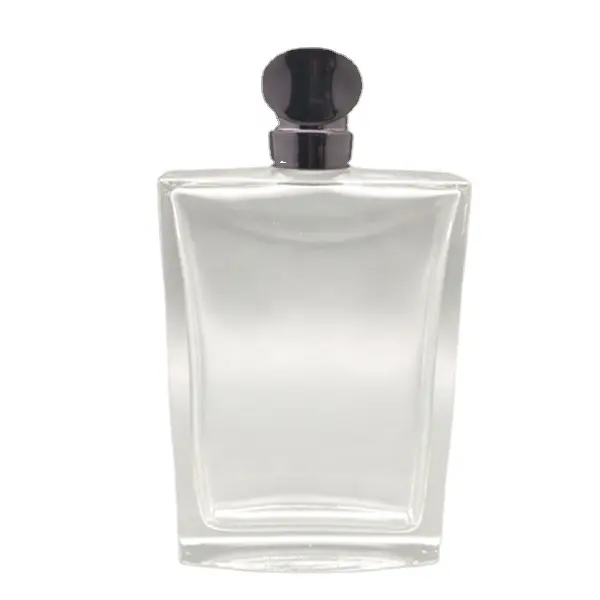 black cap 115ml perfume square design bottle gemstone perfume crimp bottle with pump sprayer