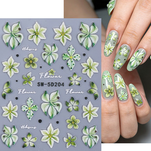 Pegatinas de Uñas con Relieve 5D, Diseños de Flores y Vida Marina, Calcomanías Autoadhesivas para Uñas, Arte Floral 3D para Uñas Acrílicas - Product Image 4