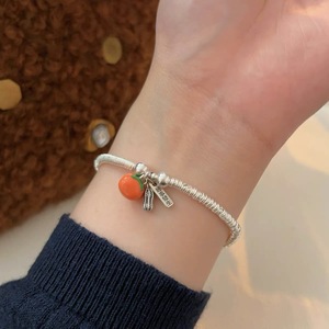 S925 Sterling Silver Charm <b>Bracelet</b> With Coral <b>Bead</b> Good Things Happen For Women Gift Jewelry - Product Image 5