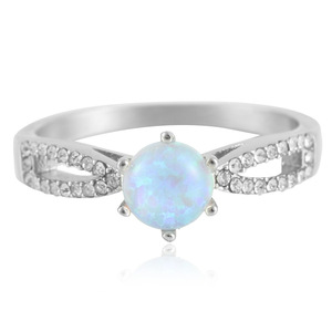 Women's <b>Opal</b> <b>Ring</b> With Diamond Accents Prong Setting Fashion Jewelry Gift - Product Image 1