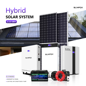 Sunpok 10KW 15KWH Sistema Híbrido De Energia <span class=keywords><strong>Solar</strong></span> com Bateria De Lítio Monocrystalline Silício Painel <span class=keywords><strong>Solar</strong></span> Inversor Montagem Do Telhado - Product Image 1