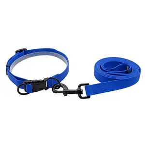Pet Products Supplier Manufacture Luxury Leather Pvc Collar And Leash For Dog Cat Walking Running Sporting