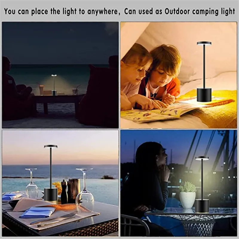 Howlighting 3 colori oro camera da letto ferro USB scrivania luce notturna Touch Home Decor lampada da tavolo a Led ricaricabile