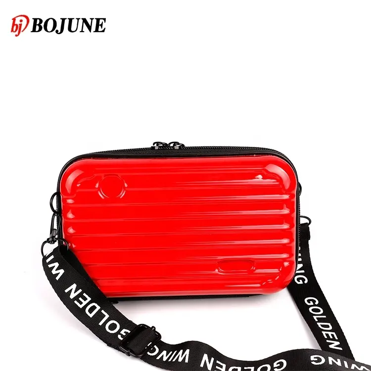 Factory price high quality red ABS hard shell striped hand bag clutch bag Crossbody bag