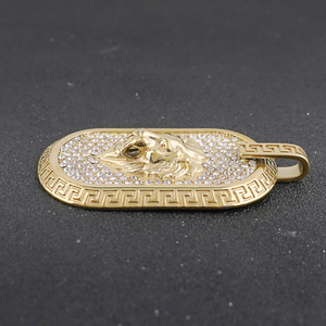 Waterproof Lion Head Pendant Marlary Fashion Necklace Design Stainless Steel Pave Zircon Diamond Lion Head Gold Pendant - Product Image 6