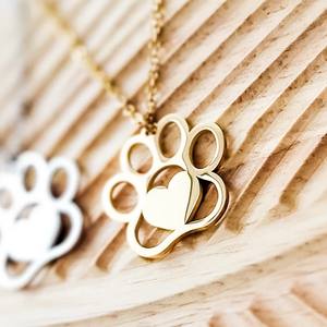 Popular New Stainless Steel <span class=keywords><strong>Paw</strong></span> <span class=keywords><strong>Print</strong></span> Necklace Metal Blank <span class=keywords><strong>Pet</strong></span> Cat Dog Heart Necklace Presente Para As Mulheres - Product Image 3