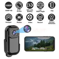 Mini Cámara Wifi 1080p HD Hotspot 140 °   Videocámaras IP inalámbricas con grabación de vídeo deportivo de gran angular, grabadora de vídeo portátil