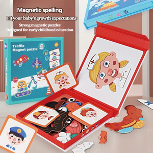 Puzzles magnétiques Montessori pour tout-petits, jeu de déguisement de visage, jeu de voyage, double face, jouet éducatif préscolaire pour enfants - Product Image 2