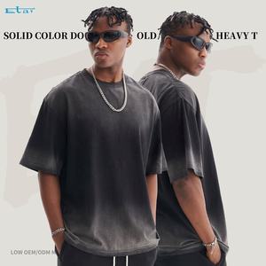 เสื้อยืดผ้าฝ้าย100% สำหรับผู้ชายผ้าถักลาย280จีเอสเอ็มผ้าถักลายสตรีทไซส์ใหญ่พิเศษสไตล์วินเทจ - Product Image 1