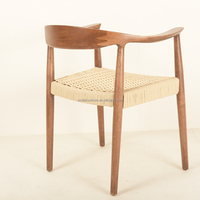 Chaises en bois massif de hêtre en gros, chaises de salle à manger en bois avec assise en ficelle kraft