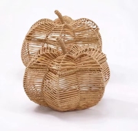 Panier de rangement tissé à la main, boîte de rangement style citrouille, panier de rangement pour articles divers de bureau, panier de décoration pour la maison