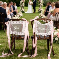 Housse de chaise de mariage Just&Married en dentelle rétro française pour la décoration du dossier, accessoires de décoration de scène de mariage personnalisables