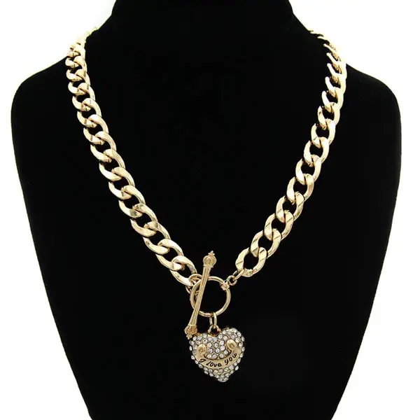 Романтическое ожерелье в виде сердца для пар-Европейское и американское длинное модное ожерелье с подвеской из высококачественного сплава