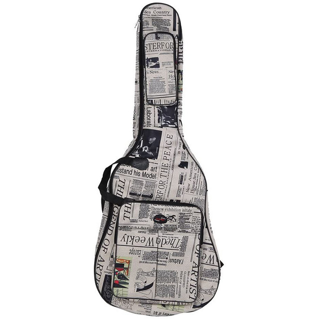 Acoustic Guitar Newspaper Style Double Stitched Padded Straps Carrying Case 600D Water-resistant Oxford Cloth