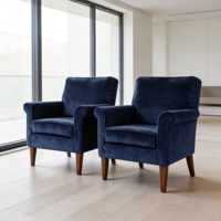 Fauteuils d'appoint durables de style Mid-Century avec dossier solide et revêtement en tissu, pour salon, chambre à coucher, coin lecture, meubles de maison
