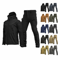 Ensemble veste et pantalon softshell thermique tactique camouflage en peau de requin pour l'extérieur - Coupe-vent grande taille pour l'automne/l'hiver