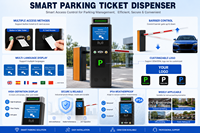 Système de gestion du stationnement : Station d'entrée, Distributeur de billets à code-barres et RFID, Système de billetterie de stationnement