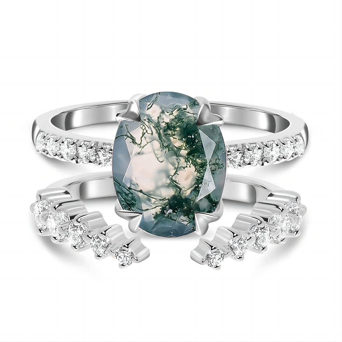 Natural Moss Agate-Rose Gold