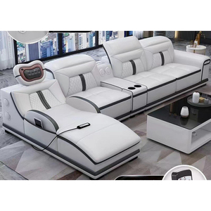 Divano Moderno <span class=keywords><strong>Grande</strong></span> con Funzione Massaggio, Set di Divani per Soggiorno, Divano Angolare a L Modulare di Lusso in Pelle - Product Image 1