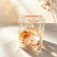 Nouvel ensemble de 12 jouets souple en forme de poire en cristal translucide, rempli de fruits, à rebond lent, jouet à presser, présenté en boîte de présentation