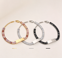 Bracelet tennis unisexe en acier inoxydable avec barre incurvée et strass colorés