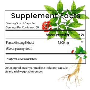 Cápsulas de Extracto de Ginseng OEM ODM, Antioxidante, Aumenta la Energía, Apoya el Sistema Inmunológico, Equilibra el Estado de Ánimo, Suplemento para la Salud, Vegano, Sin OMG - Product Image 2